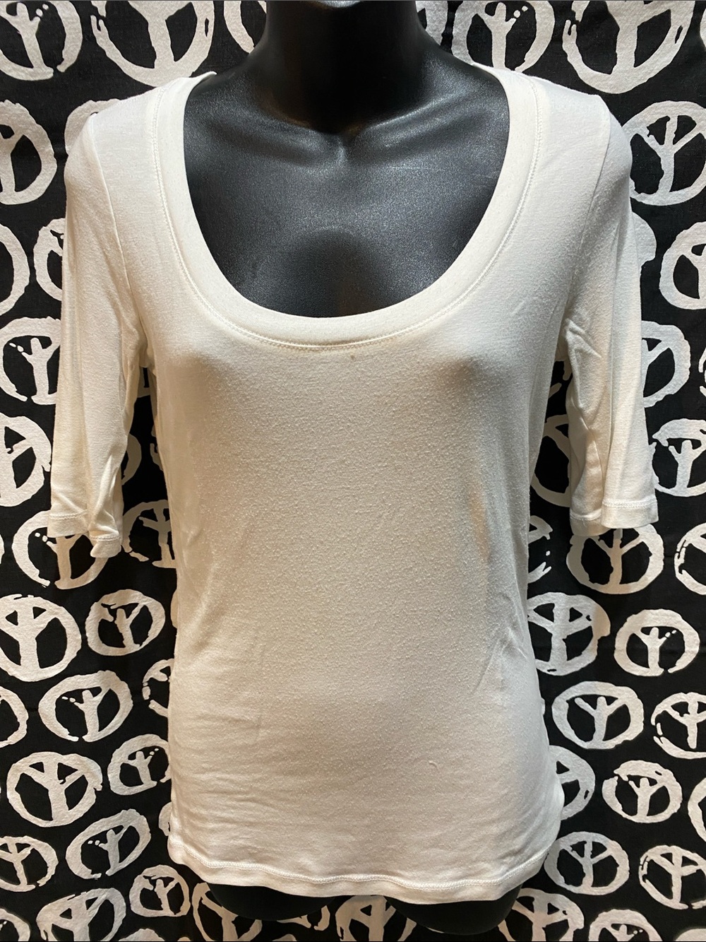 CYNTHIA ROWLEY WHITE TEE 3/4 SLEEVES SZ M
